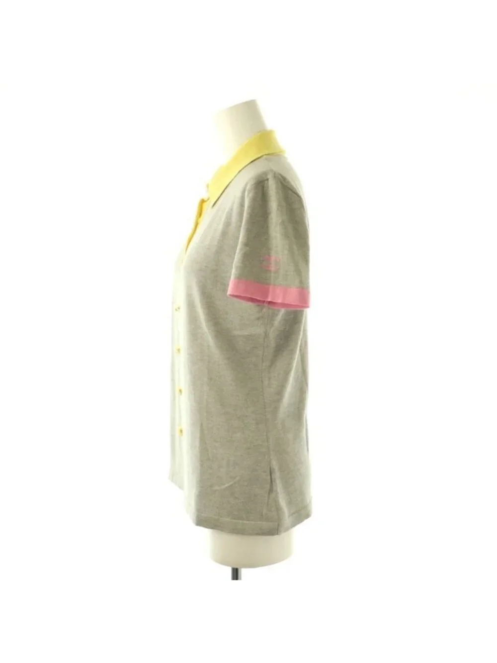Chanel 08 P Bicolor Knit Polo Short Sleeve 38 Gray hk OS - Picture 4 of 9